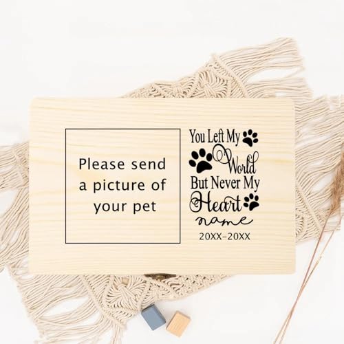 Urne Hund,Urne Katze Personalisiertes Haustierfoto, individueller Name, Urnen for die Überreste von Hunden oder Katzen, Asche, Verlust, Haustier-Denkmal, Erinnerungsbox for Hunde(WD15-Design 1) von BANGHA