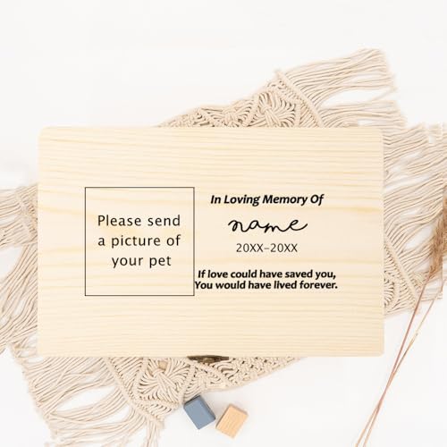 Urne Hund,Urne Katze Personalisiertes Haustierfoto, individueller Name, Urnen for die Überreste von Hunden oder Katzen, Asche, Verlust, Haustier-Denkmal, Erinnerungsbox for Hunde(WD15-Design 2) von BANGHA