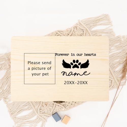 Urne Hund,Urne Katze Personalisiertes Haustierfoto, individueller Name, Urnen for die Überreste von Hunden oder Katzen, Asche, Verlust, Haustier-Denkmal, Erinnerungsbox for Hunde(WD15-Design 3) von BANGHA