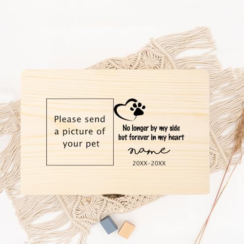 Urne Hund,Urne Katze Personalisiertes Haustierfoto, individueller Name, Urnen for die Überreste von Hunden oder Katzen, Asche, Verlust, Haustier-Denkmal, Erinnerungsbox for Hunde(WD15-Design 4) von BANGHA