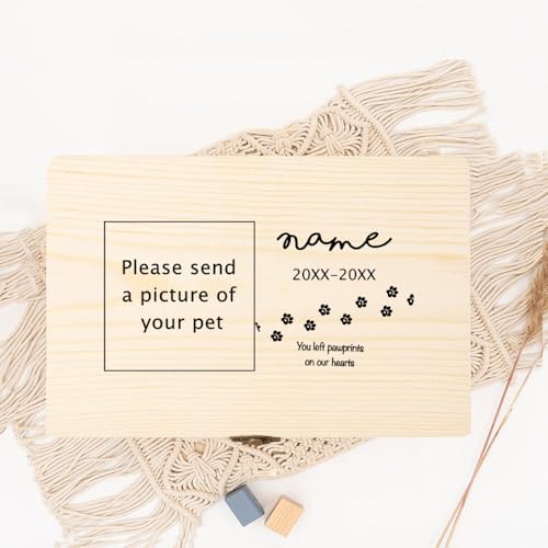 Urne Hund,Urne Katze Personalisiertes Haustierfoto, individueller Name, Urnen for die Überreste von Hunden oder Katzen, Asche, Verlust, Haustier-Denkmal, Erinnerungsbox for Hunde(WD15-Design 7) von BANGHA