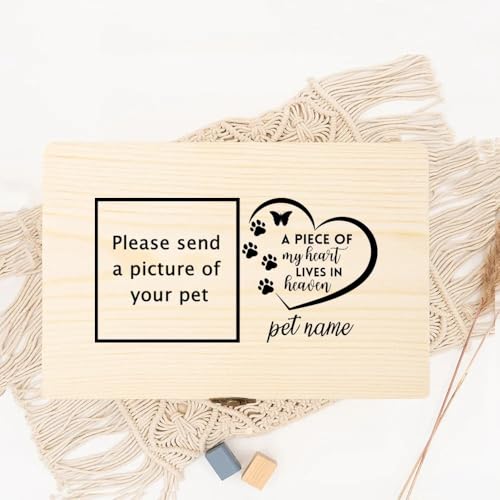 Urne Hund,Urne Katze Personalisiertes Haustierfoto Einäscherung Katzenasche Urnenbox Hundeasche Benutzerdefinierte Trauerbox Überreste Holzbox(WD11-Design 1) von BANGHA