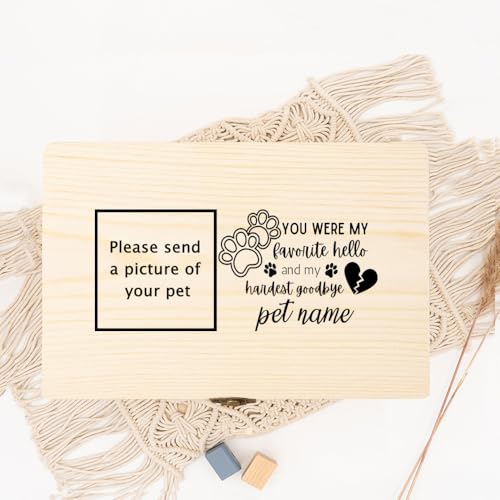Urne Hund,Urne Katze Personalisiertes Haustierfoto Einäscherung Katzenasche Urnenbox Hundeasche Benutzerdefinierte Trauerbox Überreste Holzbox(WD11-Design 3) von BANGHA