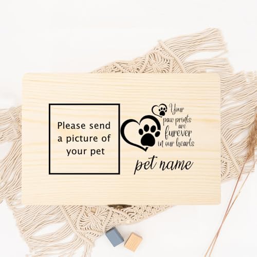 Urne Hund,Urne Katze Personalisiertes Haustierfoto Einäscherung Katzenasche Urnenbox Hundeasche Benutzerdefinierte Trauerbox Überreste Holzbox(WD11-Design 7) von BANGHA