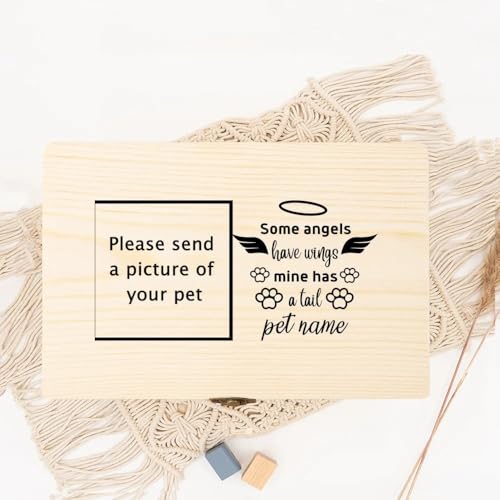 Urne Hund,Urne Katze Personalisiertes Haustierfoto Einäscherung Katzenasche Urnenbox Hundeasche Benutzerdefinierte Trauerbox Überreste Holzbox(WD11-Design 8) von BANGHA