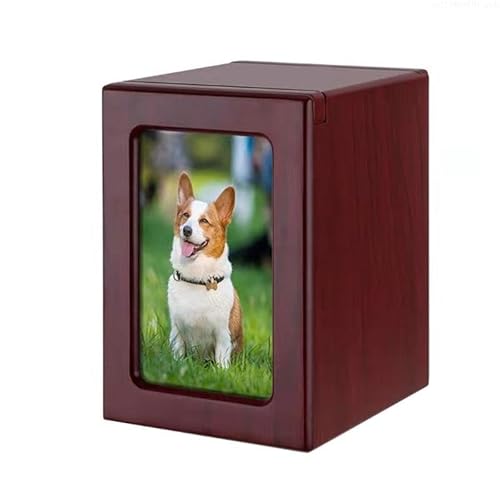 Urne Hund,Urne Katze Urne for Haustiere, Aschenurne, Gedenkbox, Asche, Bestattungsurne, Tiere, Haustiere, Katzen, Hunde, Bestattungsbedarf, kann Fotos platzieren(Brown for medium) von BANGHA