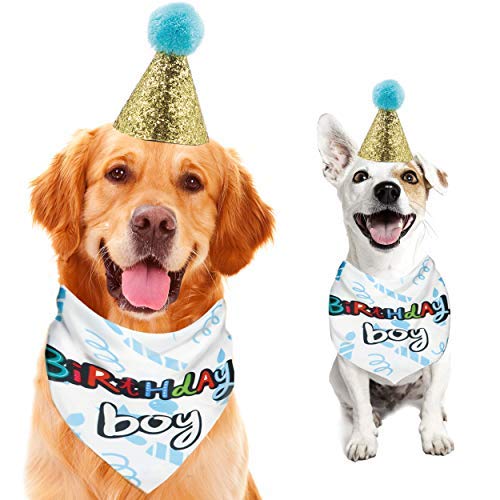 BANMODER Hunde-Geburtstags-Halstuch mit niedlichem Hunde-Hut, Partyzubehör für Mädchen und Jungen von BANMODER