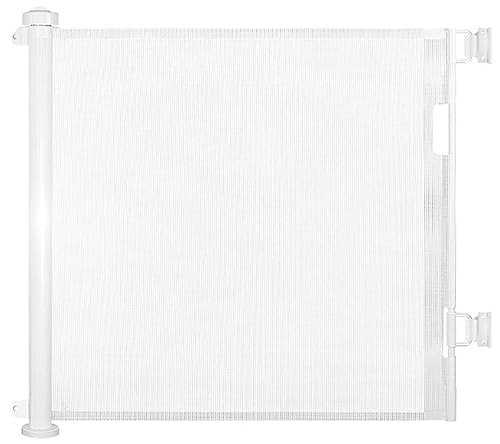 BANTASE Einziehbares Babygitter 86 cm X 300 cm Treppenschutzgitterrolle for Babys Und Haustiere, Hunde, Ausziehbare Absperrgitter(Weiß) von BANTASE
