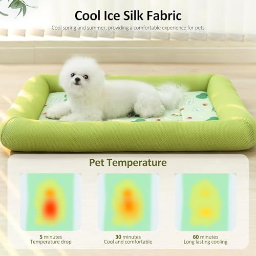 BANTASE Kühlmatte Hunde Katzen Haustiere - Kühldecke Hundebett Für Grosse Hunde Kleine Dog, Abkühlung Sommerr,Ungiftiges Kühldecke,Für Zuhause, Auto,Hundehütte Outdoor 70x52(Orange,L) von BANTASE