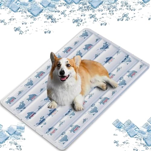 BANTASE Kühlmatte for Haustiere, Eisseide for Hunde Und Katzen, rutschfeste Hundekühlmatte, Weiches Sommerkühlkissen for Haustiere(E,Large) von BANTASE