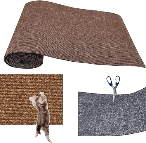 DIY Schneidbarer Katzenkratzer, Katzenkratzmatte, Möbelschutz, Katzenmatte, Einfach Zu Verwenden, Selbstklebender Katzenwandkratzer, Verschleißfest (Color : Grau, Size : 30x100CM) von BANTASE