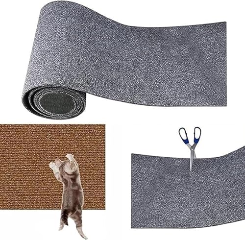 DIY Schneidbarer Möbelschutz, Katzenkratzer, Katzenkratzmatte, Selbstklebende Teppichunterlage, Katzenmatte, Verschleißfester Katzenwandkratzer (Color : Grau, Size : 30x100CM) von BANTASE