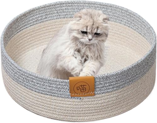 Katzenbettkorb, Rund, Aus Baumwollseil Gewebt, 40 Cm, Beruhigendes Katzenseilbett, Gewebter Katzenbettkorb, Gewebter Katzenseilkorb, Gemütliches, Kratzfestes Katzenbett For Den Innenbereich, For Katze Katzenbettkorb, Rund, Aus Baumwollseil Gewebt, 40 Cm, Beruhigendes Katzenseilbett, Gewebter Katzenbettkorb, Gewebter Katzenseilkorb, Gemütliches, Kratzfestes Katzenbett For Den Innenbereich, For Katze von BANTASE
