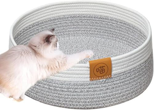 Katzenbettkorb, Rund, Aus Baumwollseil Gewebt, 40 Cm, Beruhigendes Katzenseilbett, Gewebter Katzenbettkorb, Gewebter Katzenseilkorb, Gemütliches, Kratzfestes Katzenbett For Den Innenbereich, For Katze Katzenbettkorb, Rund, Aus Baumwollseil Gewebt, 40 Cm, Beruhigendes Katzenseilbett, Gewebter Katzenbettkorb, Gewebter Katzenseilkorb, Gemütliches, Kratzfestes Katzenbett For Den Innenbereich, For Katze von BANTASE