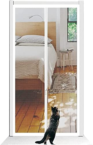 Verstärktes Katzengitter Für Türen, Größe 130 cm X 220 cm, Strapazierfähig, Mit Reißverschluss, Verhindert, DASS Hunde Und Katzen Das Haus Verlassen(A,110x220cm) von BANTASE