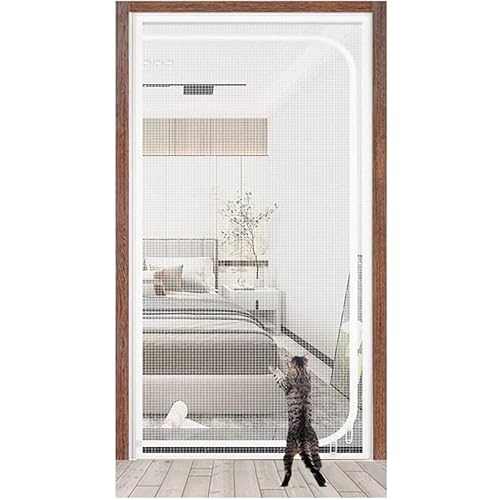 Verstärktes Katzengitter Für Türen, Größe 130 cm X 220 cm, Strapazierfähig, Mit Reißverschluss, Verhindert, DASS Hunde Und Katzen Das Haus Verlassen(B,90x210cm) von BANTASE