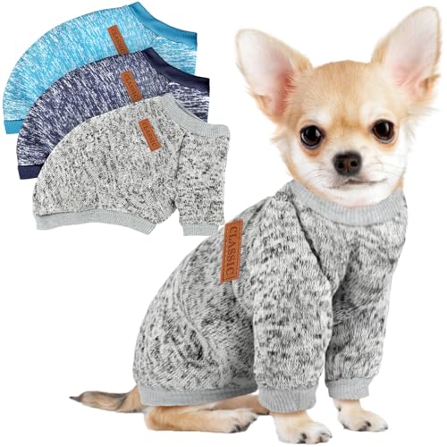 BAOBICUTE Hundepullover für kleine Hunde, Mädchen, Jungen, Winter-Fleece, warm, weich, Hunde-Sweatshirt, Outfit für Hunde und Katzen, 3 Stück, Marineblau, Grau, Hellblau, Large BAOBICUTE Hundepullover für kleine Hunde, Mädchen, Jungen, Winter-Fleece, warm, weich, Hunde-Sweatshirt, Outfit für Hunde und Katzen, 3 Stück, Marineblau, Grau, Hellblau, Large von BAOBICUTE