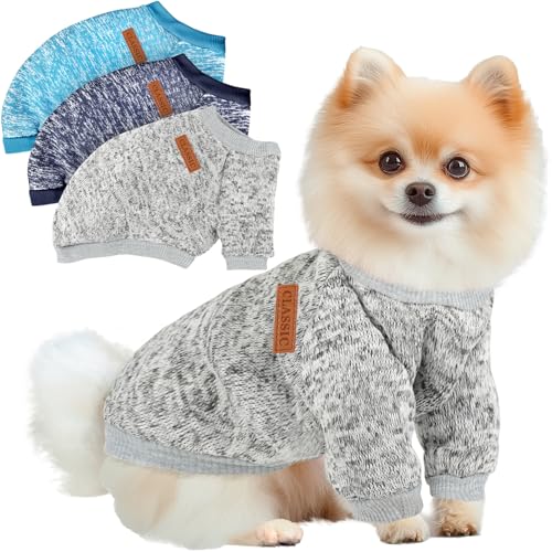 BAOBICUTE Hundepullover für kleine Hunde, Mädchen, Jungen, Winter-Fleece, warm, weich, Hunde-Sweatshirt, Outfit für Hunde und Katzen, 3 Stück, Marineblau, Grau, Hellblau, Small BAOBICUTE Hundepullover für kleine Hunde, Mädchen, Jungen, Winter-Fleece, warm, weich, Hunde-Sweatshirt, Outfit für Hunde und Katzen, 3 Stück, Marineblau, Grau, Hellblau, Small von BAOBICUTE