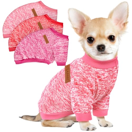 BAOBICUTE Hundepullover für kleine Hunde, Mädchen, Jungen, Winter-Fleece, warm, weich, Hunde-Sweatshirt, Outfit für Hunde und Katzen, 3 Stück, Rosa, Rot, Rosa, X-Large BAOBICUTE Hundepullover für kleine Hunde, Mädchen, Jungen, Winter-Fleece, warm, weich, Hunde-Sweatshirt, Outfit für Hunde und Katzen, 3 Stück, Rosa, Rot, Rosa, X-Large von BAOBICUTE