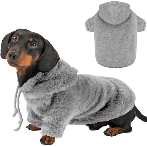 Fuzzy Hundepullover für mittelgroße und große Hunde, Grau, Größe M (Rücken: 42 cm, Brustumfang: 56 cm, Halsumfang: 42 cm) von BAOBICUTE
