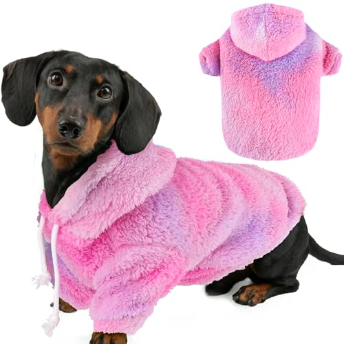 Fuzzy Hundepullover für mittelgroße und große Hunde, Größe M (Rücken: 42 cm, Brustumfang: 56 cm, Halsumfang: 42 cm), Rosa / Rosa von BAOBICUTE
