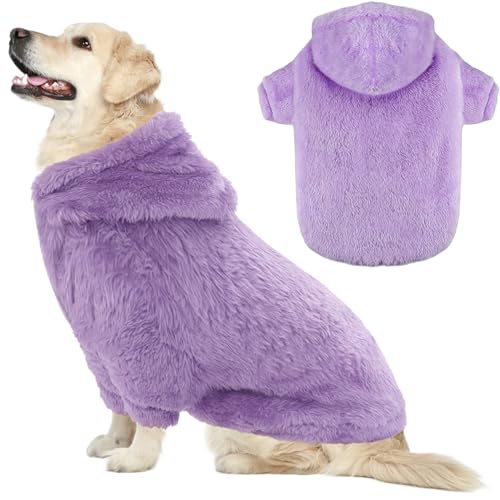 Fuzzy Hundepullover für mittelgroße und große Hunde, Violett, Größe XL (Rücken: 63 cm, Brustumfang: 86 cm, Halsumfang: 64 cm) von BAOBICUTE