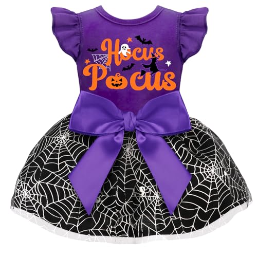 Halloween-Kostüm für Hunde, Rüschenkleid, Haustier-Halloween-Kostüm, niedliches Welpenkleid mit Schleife, Tüll für kleine, mittelgroße und große Hunde, Kürbis, Hexe, Fledermaus, Mädchen, Hund, Katze von BAOBICUTE