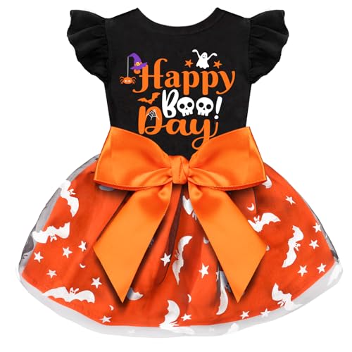 Halloween-Kostüm für Hunde, Rüschenkleid, Haustier-Halloween-Kostüm, niedliches Welpenkleid mit Schleife, Tüll für kleine, mittelgroße und große Hunde, Kürbis, Hexe, Fledermaus, Mädchen, Hund, Katze Halloween-Kostüm für Hunde, Rüschenkleid, Haustier-Halloween-Kostüm, niedliches Welpenkleid mit Schleife, Tüll für kleine, mittelgroße und große Hunde, Kürbis, Hexe, Fledermaus, Mädchen, Hund, Katze von BAOBICUTE