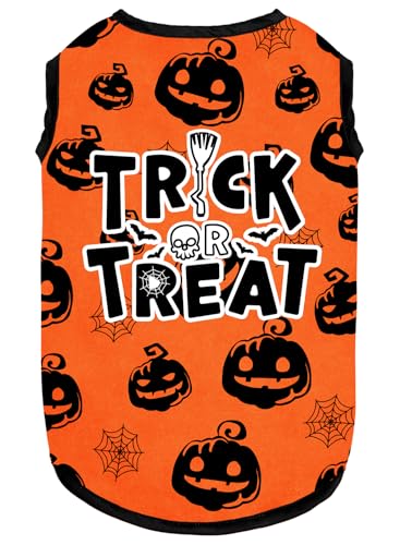 Halloween-Shirt, weiche Baumwolle, dehnbar, leicht, Hunde-T-Shirt, ärmellos, Weste, Katzenkostüm, Kleidung für kleine, mittelgroße und große Hunde von BAOBICUTE