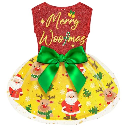 Lustiges Welpenkleid mit Schleife – Hundekleider & Kostüme für kleine & große Hunde – Kürbis Hexe Fledermaus Haustierkostüm für Halloween & Weihnachten von BAOBICUTE