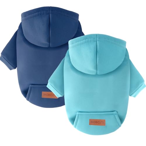 Hunde-Kapuzenpullover, Marineblau + Blau, Größe XXS von BAOBICUTE