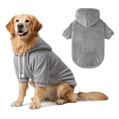 Hunde-Kapuzenpullover für große Hunde, Grau, Größe XL Hunde-Kapuzenpullover für große Hunde, Grau, Größe XL von BAOBICUTE