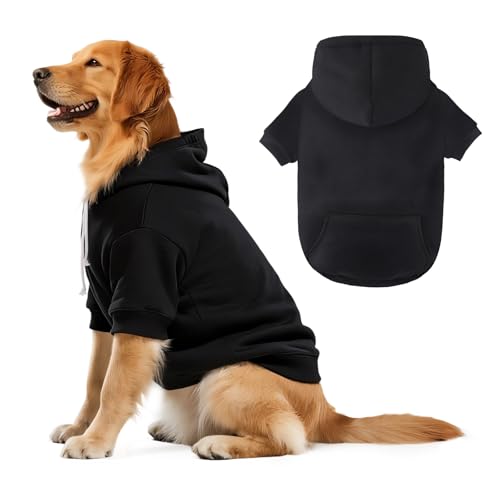 Hunde-Kapuzenpullover für große Hunde, Schwarz, Größe XL Hunde-Kapuzenpullover für große Hunde, Schwarz, Größe XL von BAOBICUTE