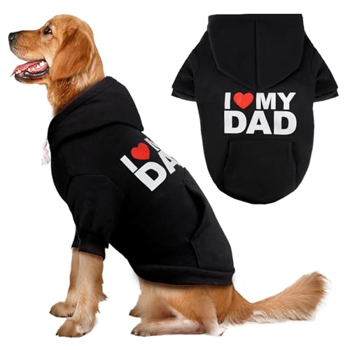 Hunde-Kapuzenpullover für große Hunde (Größe XXL, I Love My Dad) von BAOBICUTE