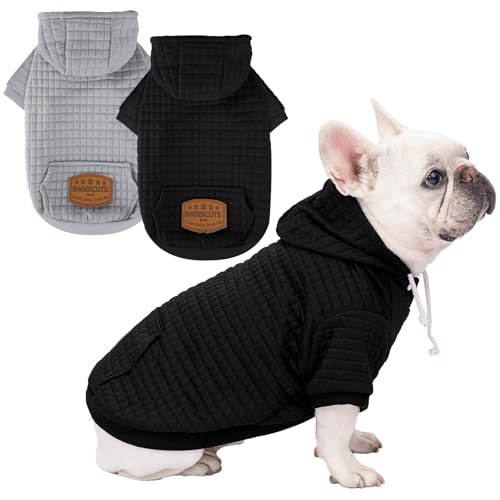 Hunde-Kapuzenpullover für kleine, mittelgroße und große Hunde, für den Winter, Herbst, warme Hundekleidung für kleine Hunde, ultraweich, Waffelähnlich, laminierte Baumwolle, Mäntel, Bulldogge, Pitbull von BAOBICUTE