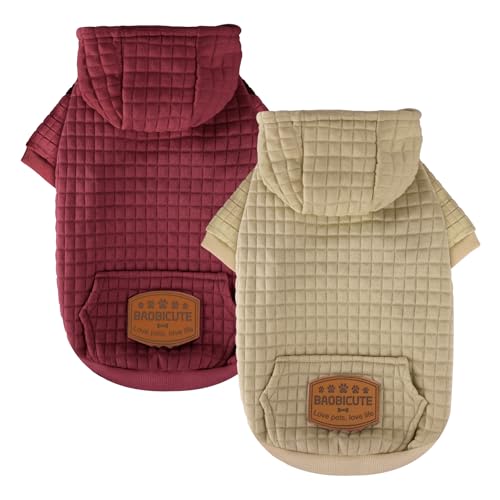 Hunde-Kapuzenpullover für kleine und große Hunde, Braun + Weinrot, Größe S Hunde-Kapuzenpullover für kleine und große Hunde, Braun + Weinrot, Größe S von BAOBICUTE