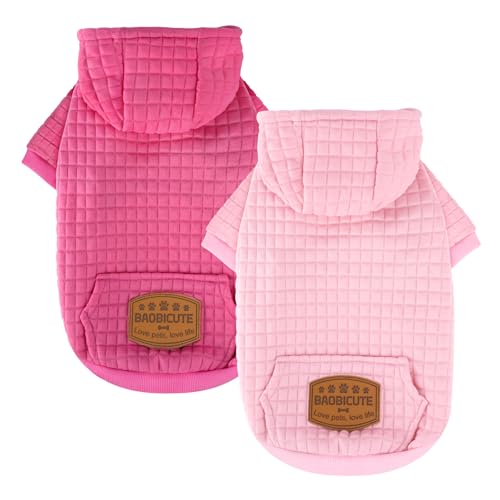 Hunde-Kapuzenpullover für kleine und große Hunde, Rosa + Rosa, Größe XS Hunde-Kapuzenpullover für kleine und große Hunde, Rosa + Rosa, Größe XS von BAOBICUTE