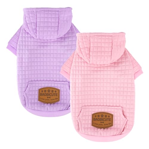 Hunde-Kapuzenpullover für kleine und große Hunde (Rosa + Lila, Größe S) von BAOBICUTE