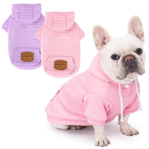 Hunde-Kapuzenpullover für kleine und große Hunde (Rosa + Lila, XL) von BAOBICUTE