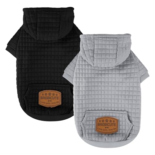 Hunde-Kapuzenpullover für kleine und große Hunde (Schwarz + Grau, Größe S) von BAOBICUTE