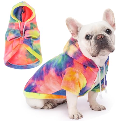 Hunde-Kapuzenpullover mit Batikfärbung, mehrfarbig, Größe XL von BAOBICUTE