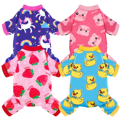 Hunde-Pyjama, weich, für den Sommer, leicht, für kleine, mittelgroße und große Hündinnen, für Jungen, Mädchen, Hunde, Katzen, Größe S, 4 Stück von BAOBICUTE
