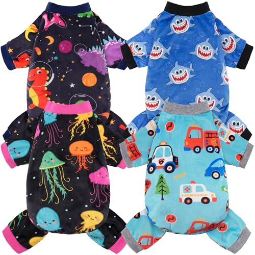 Hunde-Pyjama, weich, leicht, für kleine, mittelgroße und große Hündinnen, Jungen, Mädchen, Hunde, Katzen, 4 Stück von BAOBICUTE