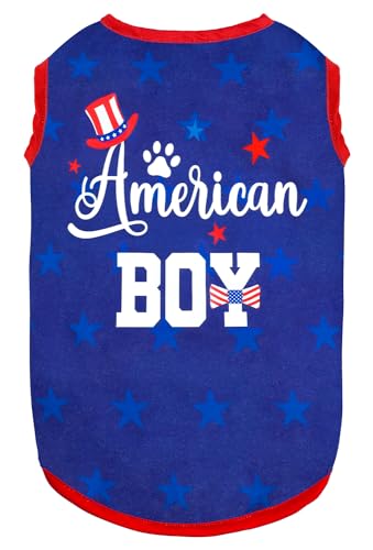 Hunde-Shirts, weiche Baumwolle, dehnbar, leicht, Sommer-T-Shirt, ärmellos, für kleine, mittelgroße und große Hunde und Katzen (Happy 4th Juli, Medium) von BAOBICUTE