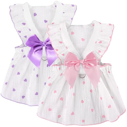Hundekleid mit Herzmuster, Rosa + Lila, Größe XS von BAOBICUTE