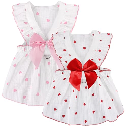 Hundekleid mit Herzmuster, Rosa + Rot, Größe XL von BAOBICUTE