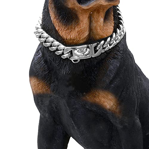 BAOBOTE Goldfarbenes Hundehalsband, Metallkette mit Design, sichere Schnalle, 14 mm, strapazierfähig, kubanische Gliederkette, Trainingshalsband für kleine, mittelgroße und große Hunde (45,7 cm BAOBOTE Goldfarbenes Hundehalsband, Metallkette mit Design, sichere Schnalle, 14 mm, strapazierfähig, kubanische Gliederkette, Trainingshalsband für kleine, mittelgroße und große Hunde (45,7 cm von BAOBOTE