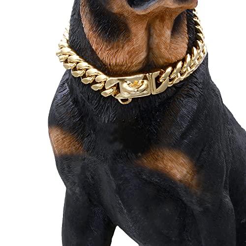 BAOBOTE Goldfarbenes Hundehalsband, Metallkette mit Design, sichere Schnalle, 14 mm, strapazierfähig, kubanische Gliederkette, Trainingshalsband für kleine, mittelgroße und große Hunde (50,8 cm, Gold) BAOBOTE Goldfarbenes Hundehalsband, Metallkette mit Design, sichere Schnalle, 14 mm, strapazierfähig, kubanische Gliederkette, Trainingshalsband für kleine, mittelgroße und große Hunde (50,8 cm, Gold) von BAOBOTE