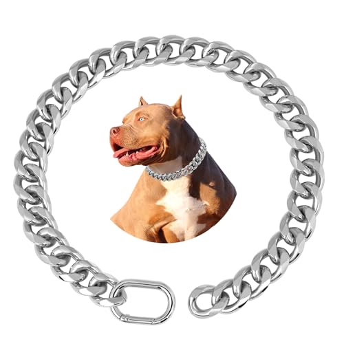 BAOBOTE Hundehalsband, 19 mm dickes, 18 Karat versilbertes Metall, kubanisches Gliederhalsband für Hunde, 40,6 cm, silberfarben BAOBOTE Hundehalsband, 19 mm dickes, 18 Karat versilbertes Metall, kubanisches Gliederhalsband für Hunde, 40,6 cm, silberfarben von BAOBOTE
