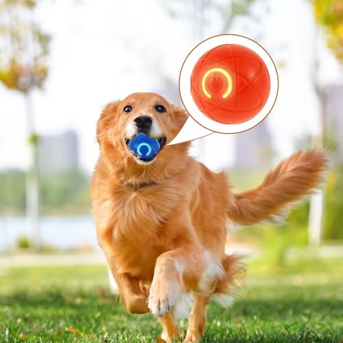 BAODBF 2 Stück Interaktives Hundespielzeug Ball,Intelligenzspielzeug für Hunde,Hunde Ball Spielzeug mit LED-Licht,Hundespielzeug Elektrisch für Langeweile Drinnen Draußen von BAODBF